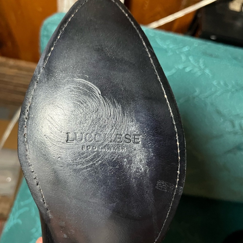Lucchese Men's Black Leather Cowboy Boots - Picture 5 of 6